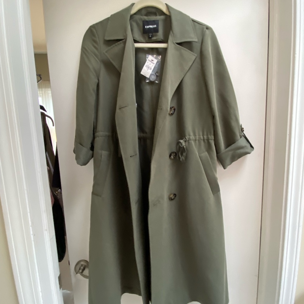 Express green coat \ shirt dress